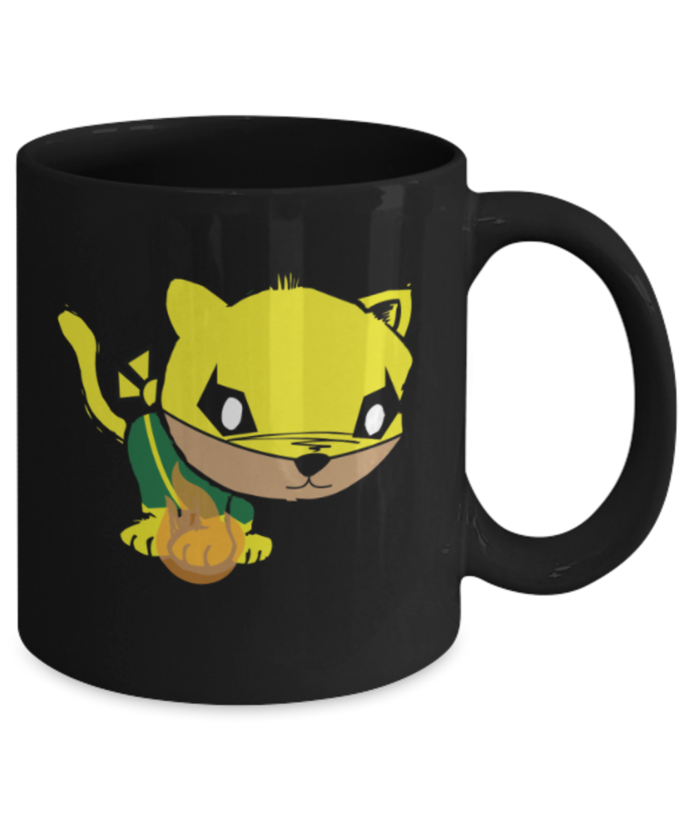 Gift gor cat lovers , Kitten fist - Black Coffee Mug Porcelain Tea Cup 11 oz - Great Gift