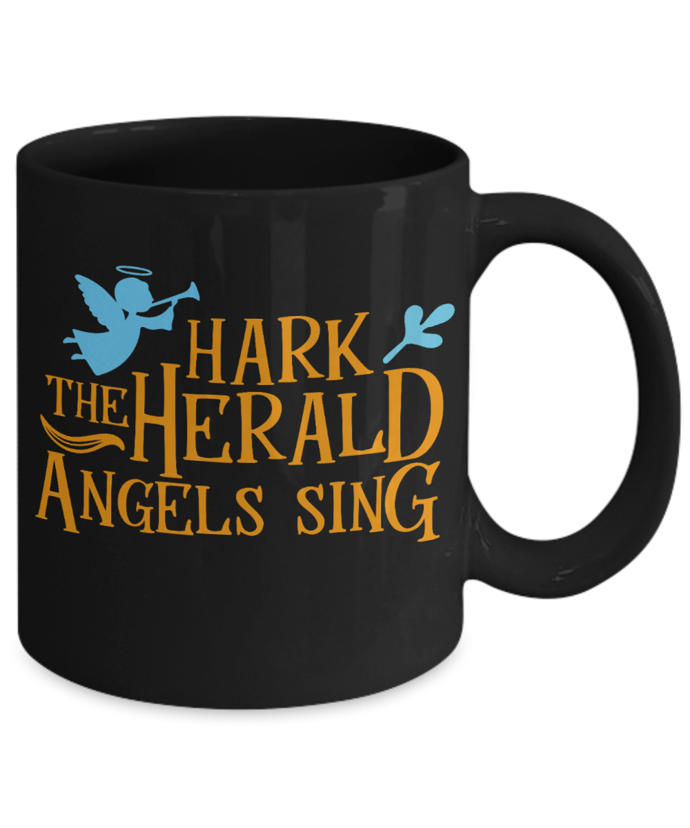 Knightmare before christmas mug - Hark The Herald Angels Sing - Funny Christmas Gifts Mugs, Christmas Gifts for family Ceramic Cup Black, Funny Mugs Gift Ideas 11 Oz