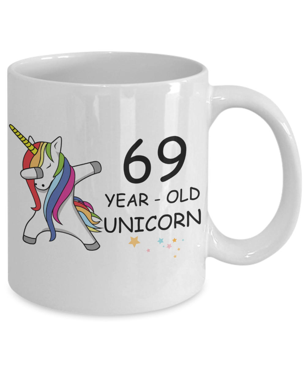 69th Birthday Gift for Women - 69 Year Old Unicorn Dabbing Mug - Funny White Porcelain Coffee 11 oz for Grandma, Mom, Sister, Best Friend, Women, Her - Legends are Born In 1951