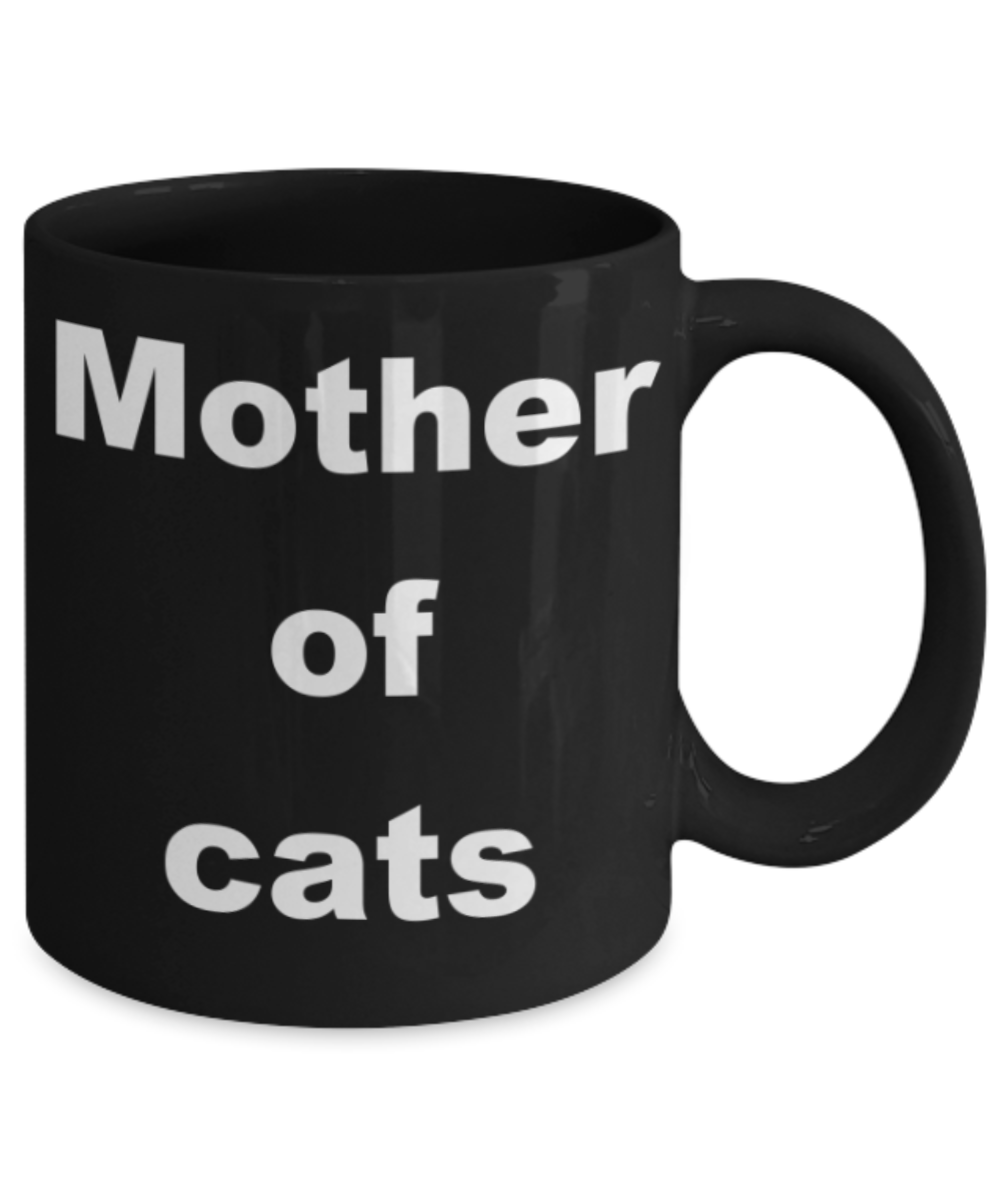 Mother of Cats - Black Porcelain Coffee 11 oz