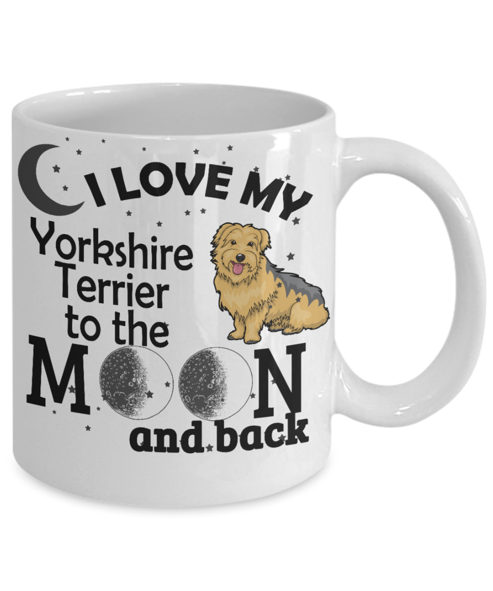 Best Dog Dad Custom Coffee Mug,I Love My Yorkshire Terrier To The Moon And Back-White Porcelain Coffee Mug 11 oz