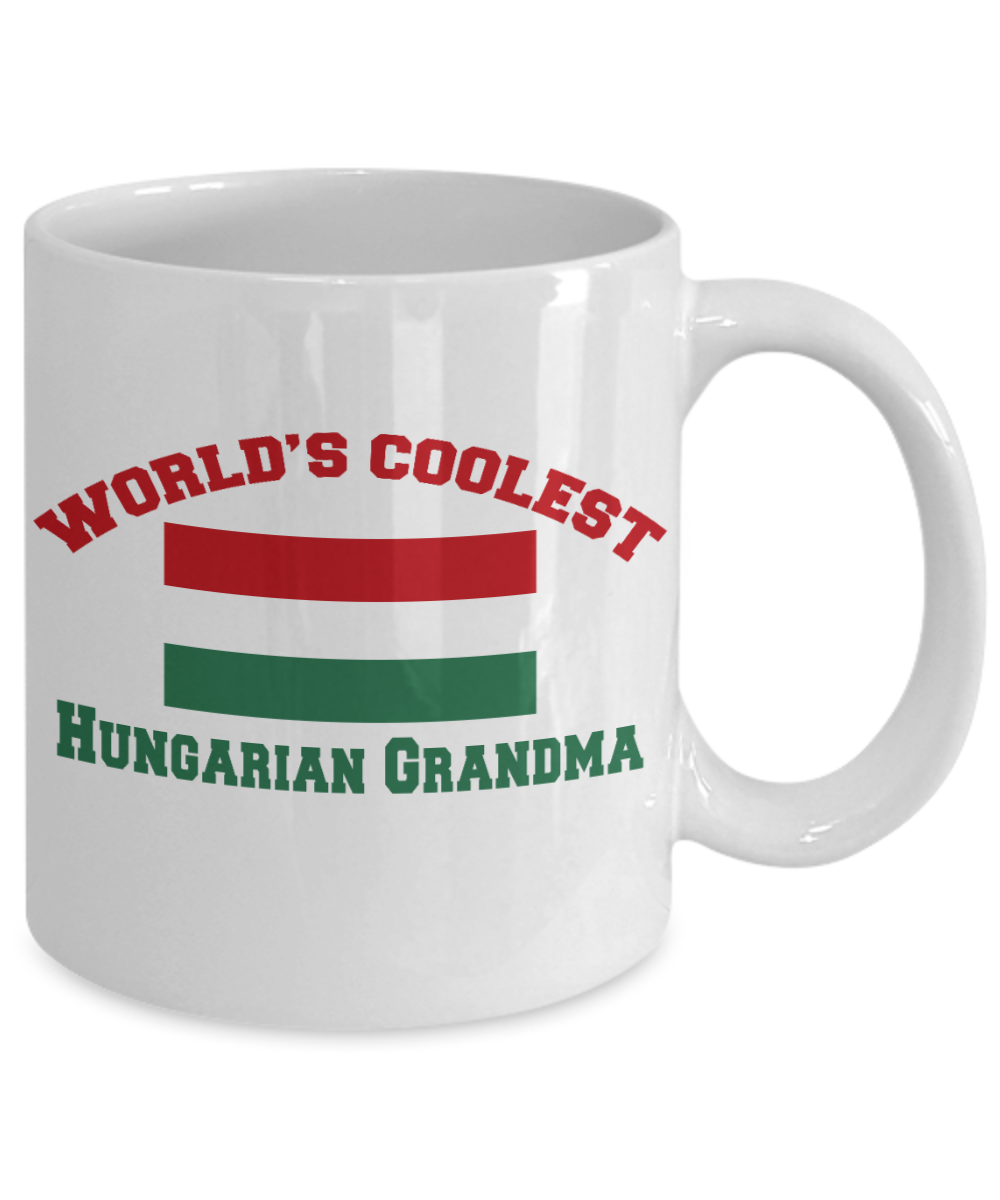 Grandma Personalized Coffee mug, World's Coolest Hungarian Grandma-White Porcelain Coffee Mug 11 oz