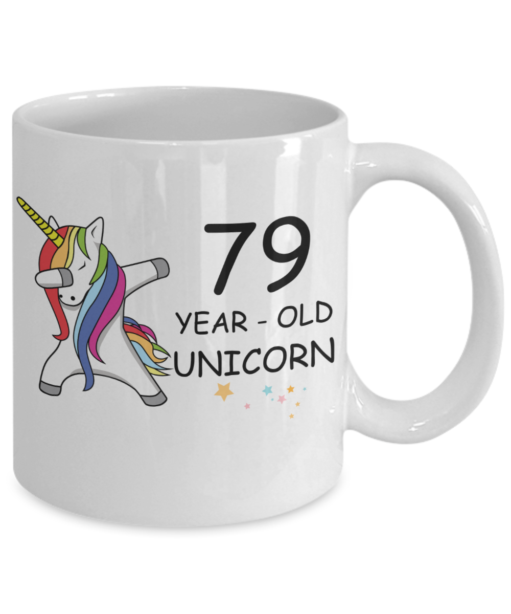 Unicorn Birthday gift 79th Birthday Gift for Women - 79 Year Old Unicorn Dabbing Mug - Funny White Porcelain Coffee 11 oz, 79th Anniversary Bday Gift for Grandma, Mom, Sister, Bestie - Legends are Born In 1941