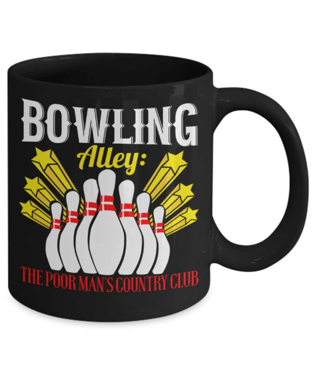 Bowling lovers mugs, Bowling Alley - Funny Black Porcelain Coffee 11 oz