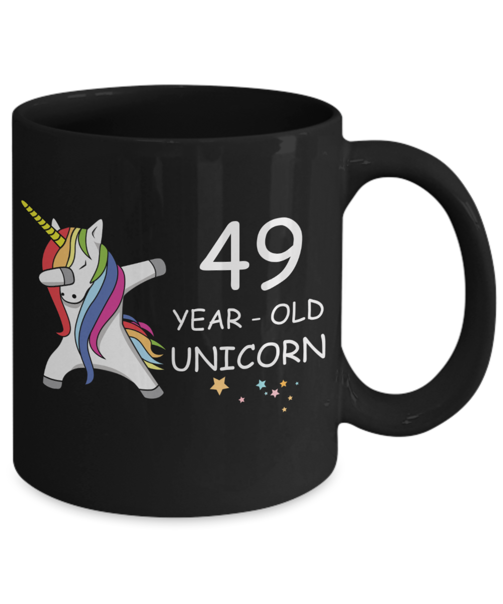 Unicorn Birthday gift 49th Birthday Gift for Women - 49 Year Old Unicorn Dabbing Mug - Funny Black Porcelain Coffee 11 oz, 49th Anniversary Bday Gift for Grandma, Mom, Sister, Bestie - Legends are Born In 1971