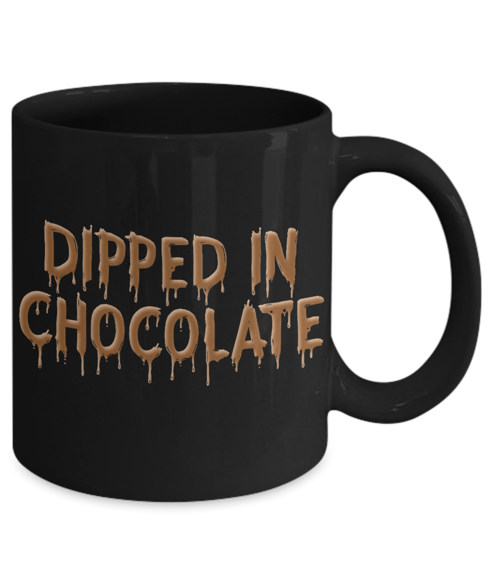 Chocolate Lover Coffee Mug, Dipped In Chocolate-Black Porcelain Coffee Mug 11 oz For Chocolate Lover, Kids,Teens,Women,men