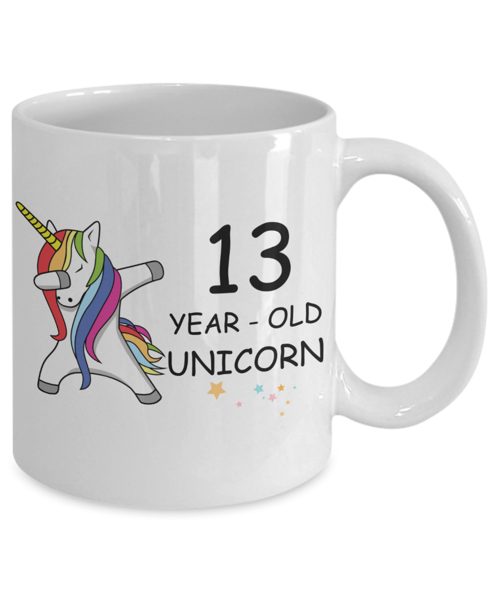 Unicorn Birthday gift 13th Birthday Gift for Women - 13 Year Old Unicorn Dabbing Mug - Funny White Porcelain Coffee 11 oz, 13th Anniversary Bday Gift for   Grandma, Mom, Sister, Bestie - Legends are Born In 2007
