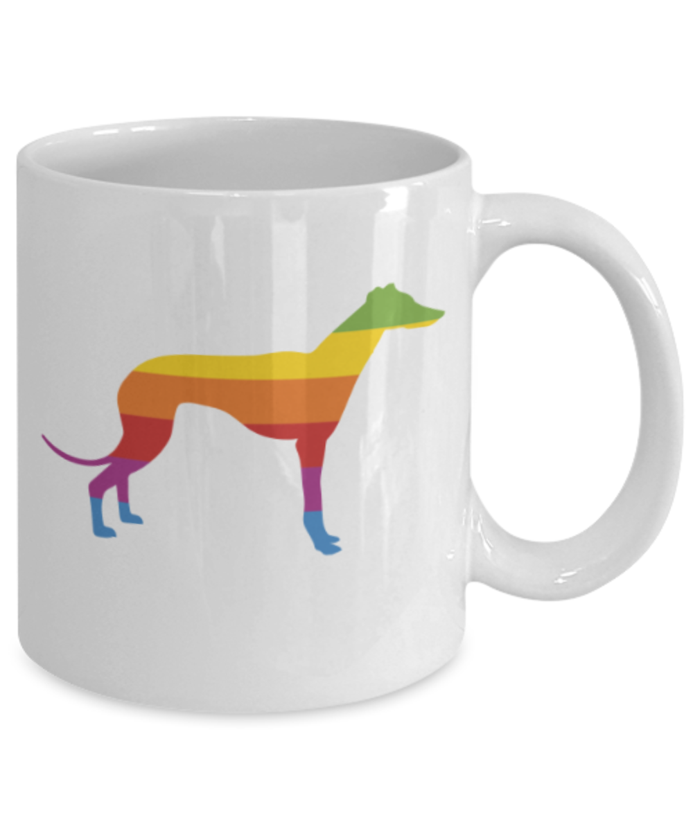 Gift gor dog lovers , Think Greyhound - White Coffee Mug Porcelain Tea Cup 11 oz - Great Gift