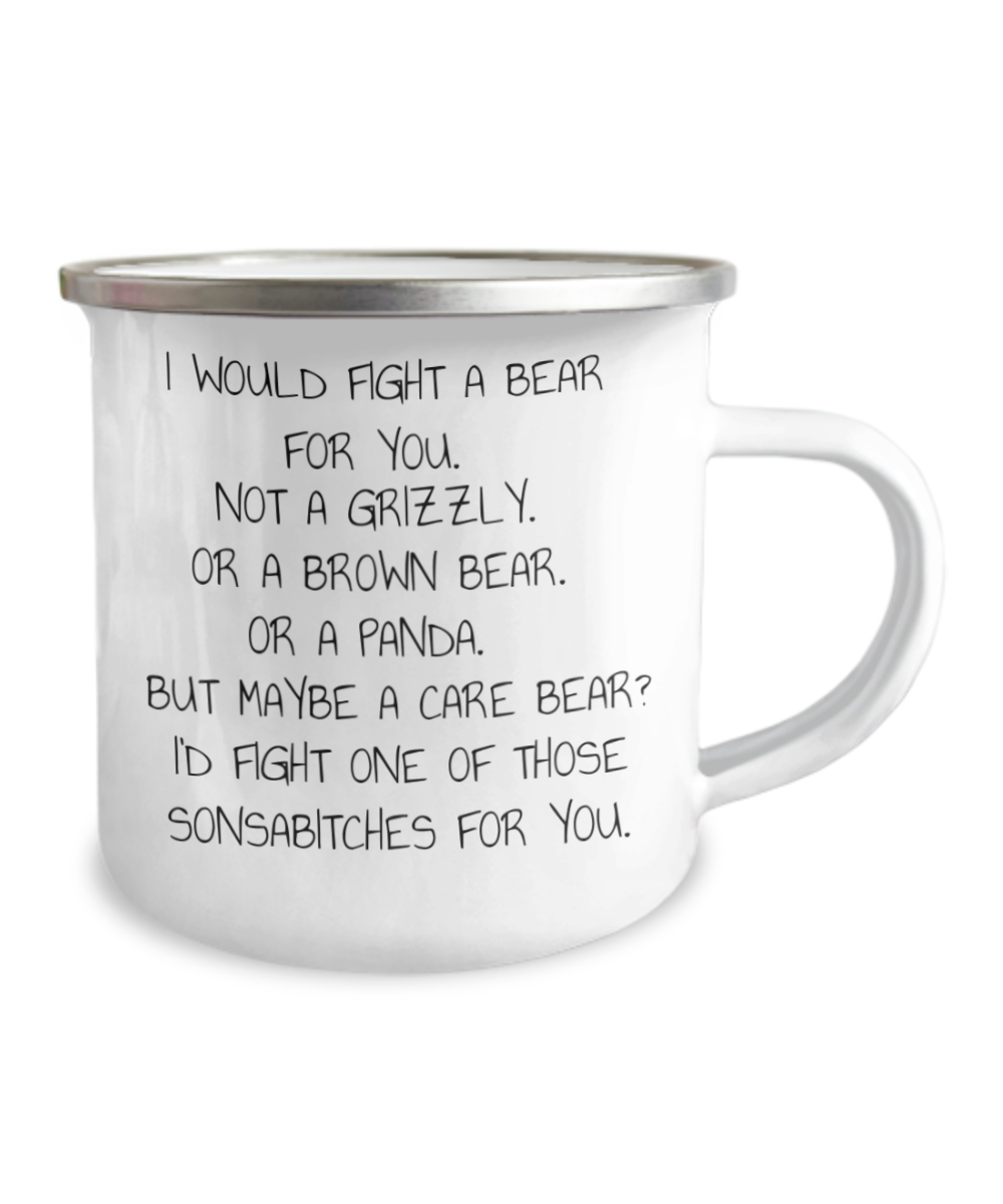 Best Friend Mug for Women, BFF mug, Best Friend Coffee Mug, Long Distance Mug, BFF Cup- 12 Oz Stainless Steel Enamel Finish White Camper Coffee Mug