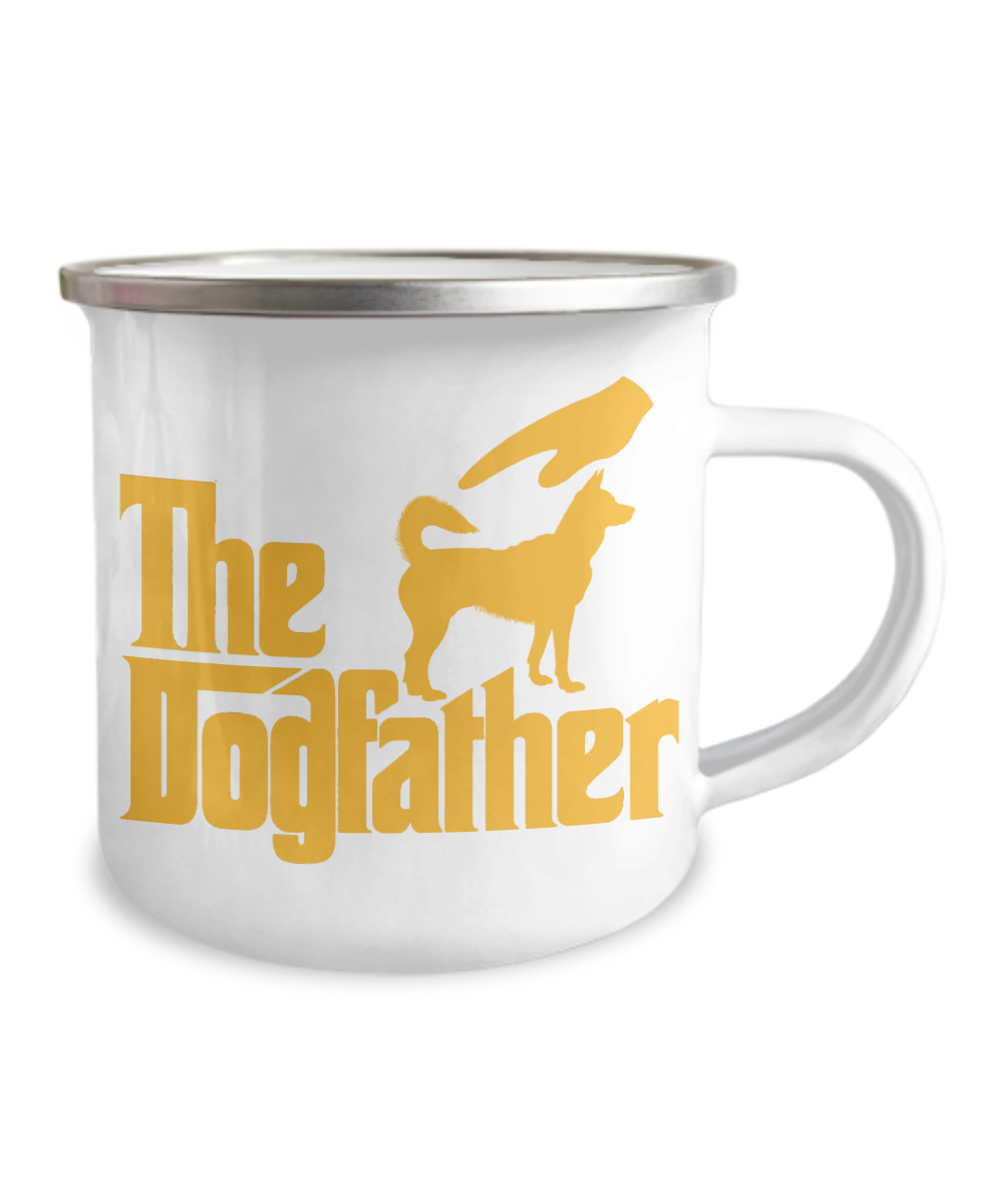 The Dogfather Camper coffee mugs for Dog and pug lovers - Premium  12 Oz Stainless Steel Enamel Finish White Camper Coffee Mug