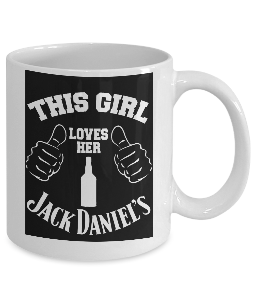 There Is A Chance This Is Whiskey, This Girl Loves Her Jack Daniels-White Porcelain Coffee Mug 11 oz