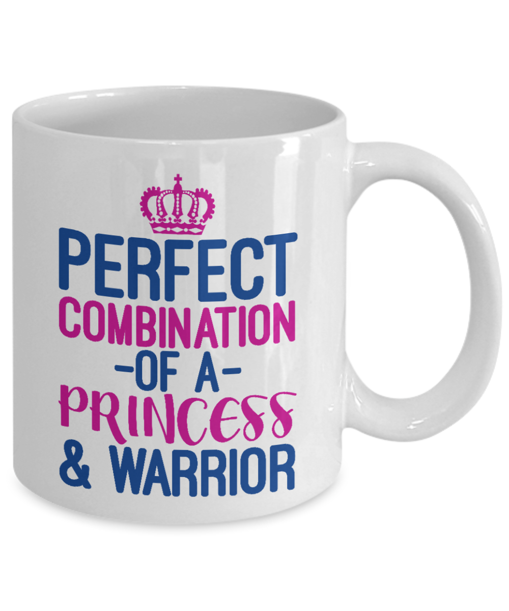 Cute Princess Coffee Mug,Perfect Combination Of A Princess And Warrior-White Porcelain Coffee Mug 11 oz For Daughter,Teen,Women, Girlfriend