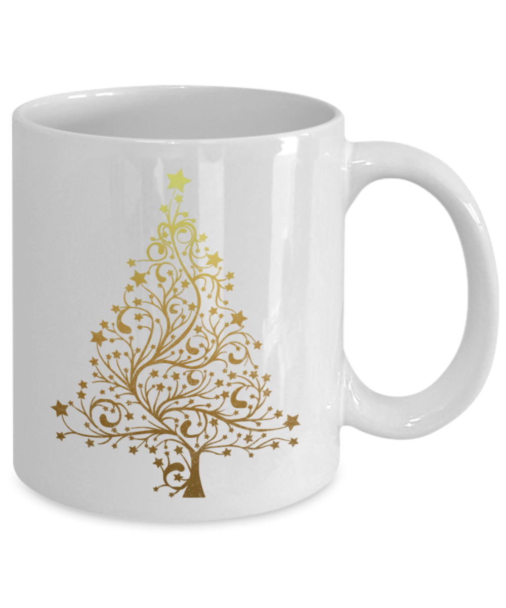 Christmas gift ideas, Christmas Tree - Funny White Porcelain Coffee Mug Cute Ceramic Cup 11 oz