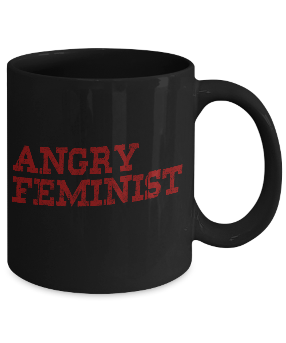 Badass Feminist Coffee Mug, Angry Feminist -Black Porcelain Coffee Mug 11 oz For Daughter,Teen,Women