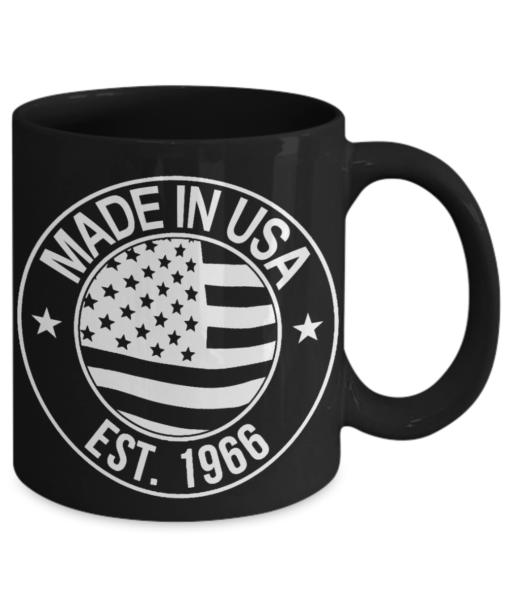 Born In 1966 Birthday coffee mug ,Made in USA  established in 1966 -Black Coffee Mug 11 oz
