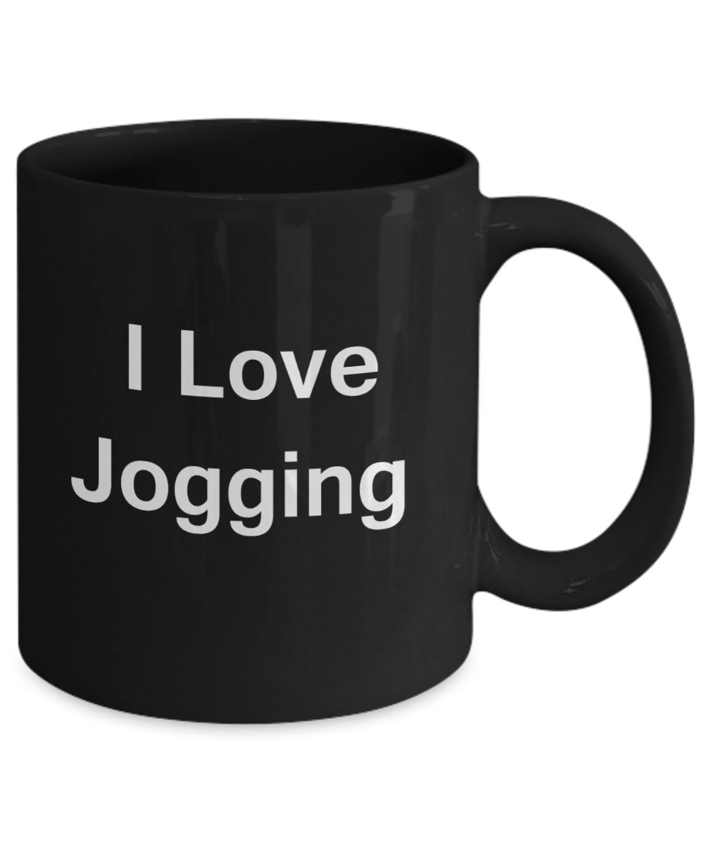 I Love Jogging Coffee Black Mug - Porcelain Black Funny Coffee Mug, Best Office Tea Mug & Coffee Cup Gifts 11 oz