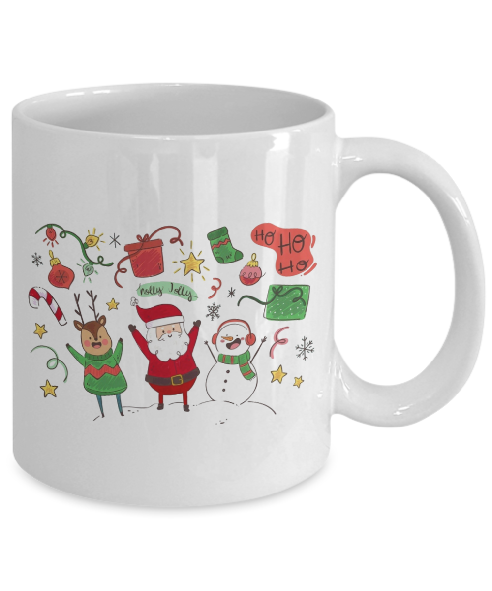 Santa Baby Christmas Coffee Mug,Christmas Tree,Snow,Santa Baby,Gifts,Stars,Snow,Lights,Santa Hat,Shoes,Funny Coffee Cup
