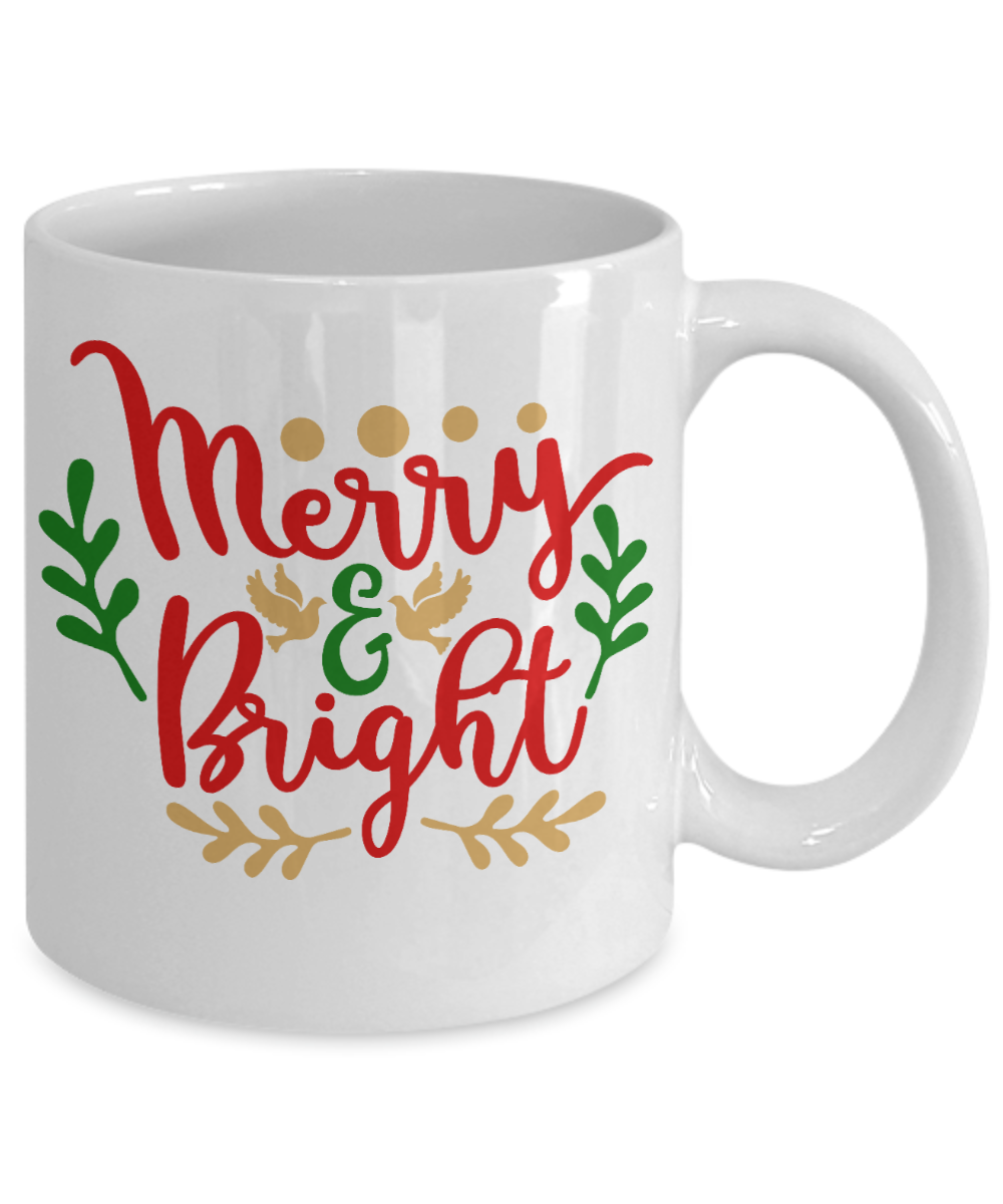 Knightmare before christmas mug - Merry and Bright - Funny Christmas Gift Mugs, Christmas Gifts for family Ceramic Cup White, Funny Mugs Gift Ideas 11 Oz
