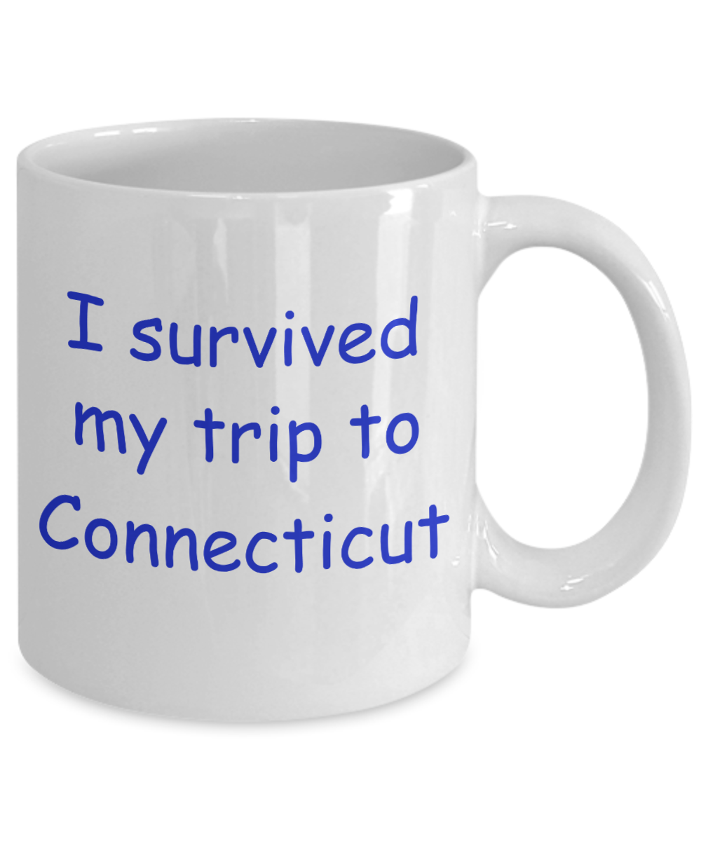 Connecticut mugs souvenirs , I survived my trip to Connecticut - White Coffee Mug Tea Cup 11 oz Gift