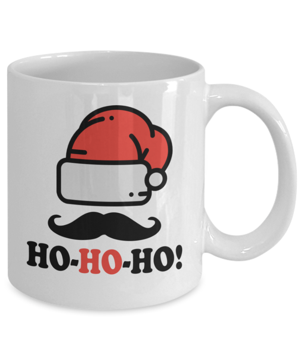 Christmas gift ideas, Ho Ho Ho - Funny White Porcelain Coffee Mug Cute Ceramic Cup 11 oz