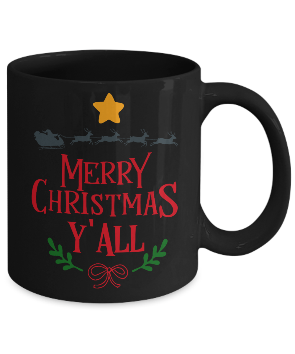 Knightmare before christmas mug - Merry Christmas Y'all - Funny Christmas Gifts Mugs, Christmas Gifts for family Ceramic Cup Black, Funny Mugs Gift Ideas 11 Oz