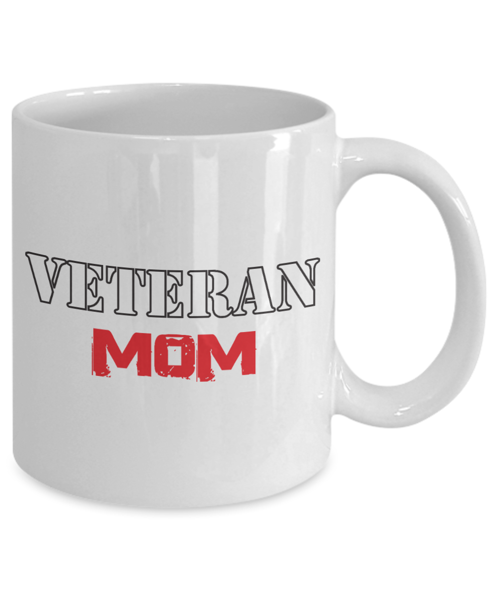 Veteran Mom - Funny White Porcelain Coffee Mug Cute Ceramic Cup 11 oz