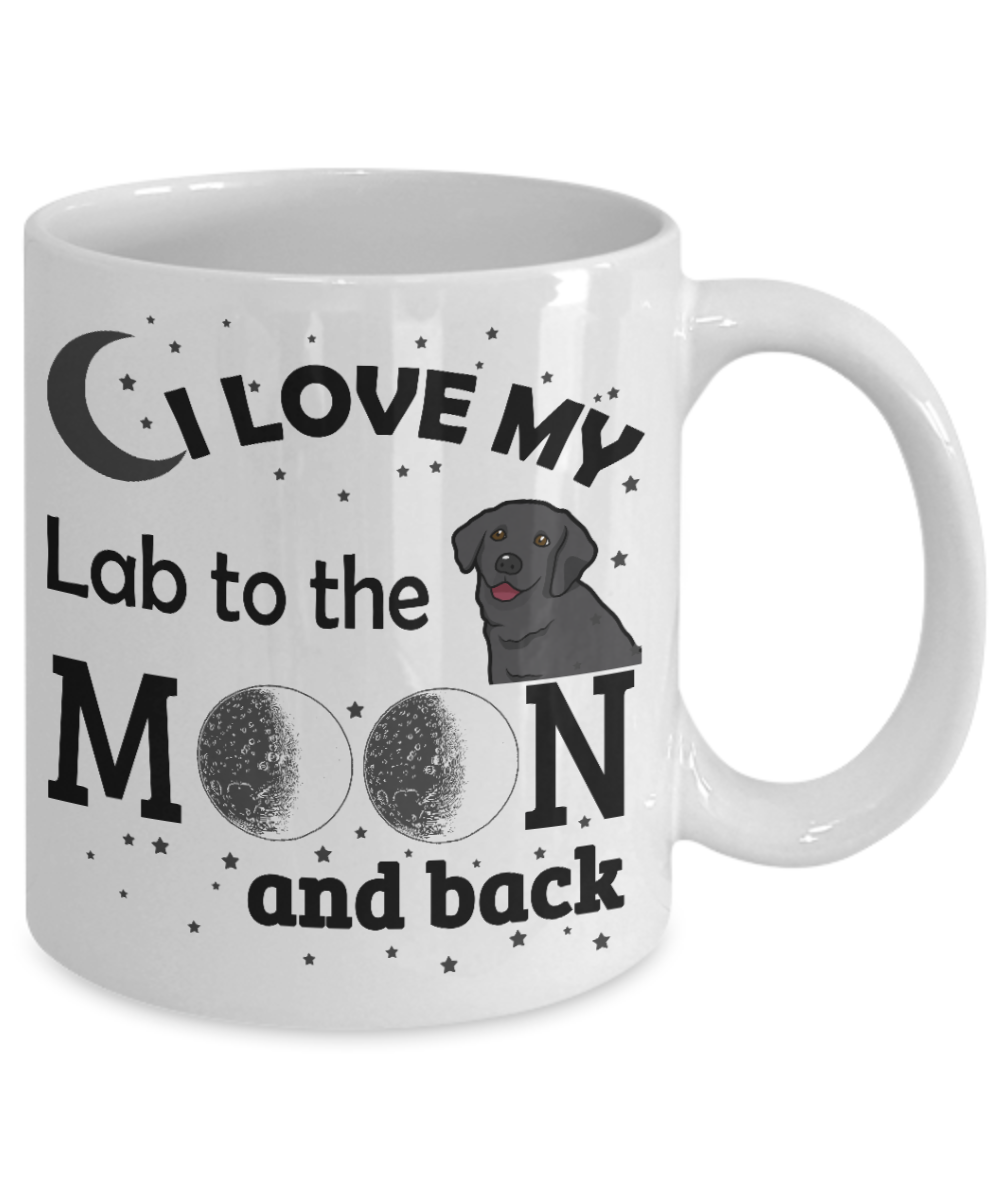 Personalized Dog Lover Gift Coffee mug,I Love My Lab To The Moon And Back-White Porcelain Coffee Mug 11 oz