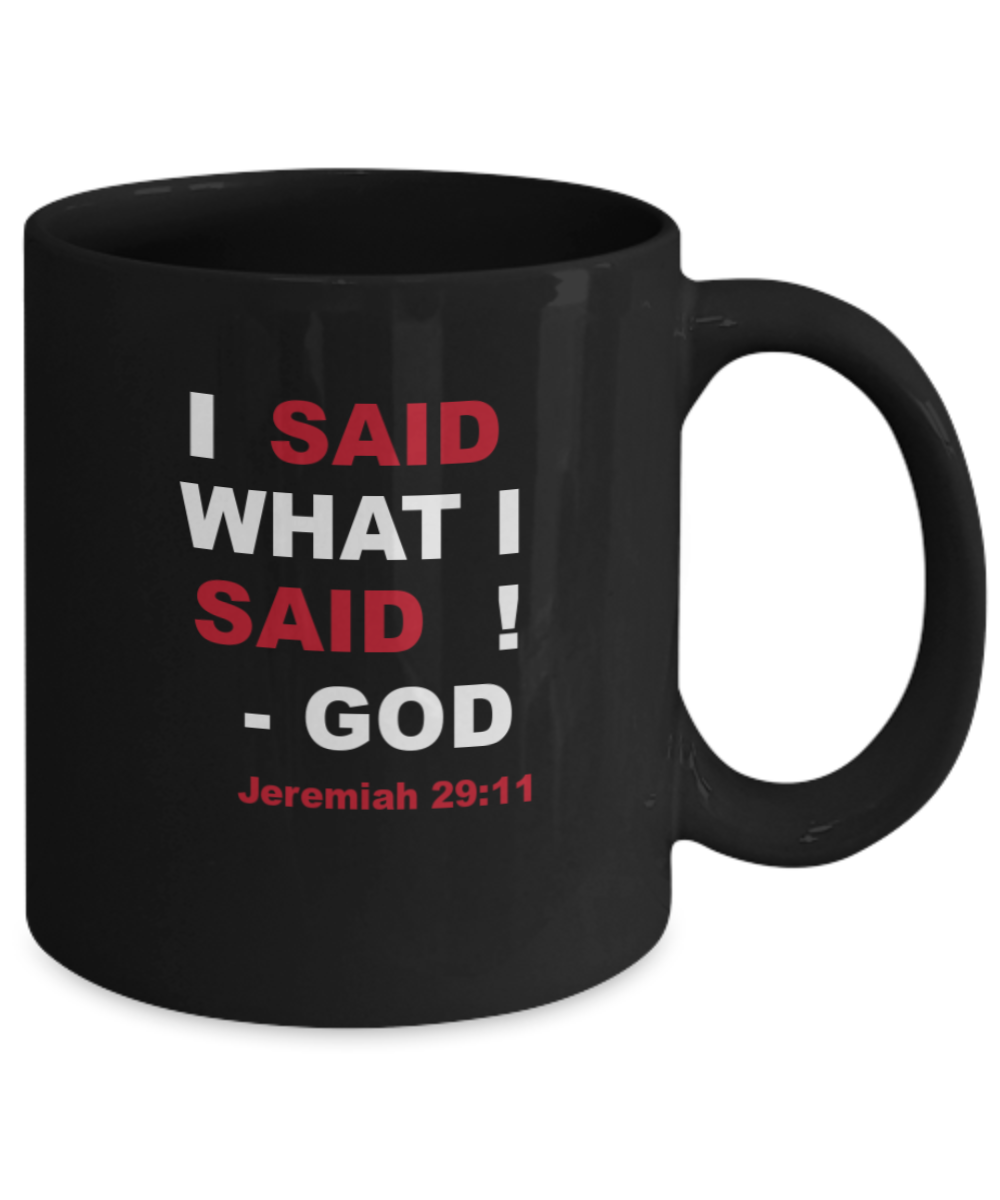 Sassy Christian | Promise Keeper | Waymaker | Miracle Worker Religious Christian Mug Gift Jeremiah 29:11 I Said What I Said Signed God