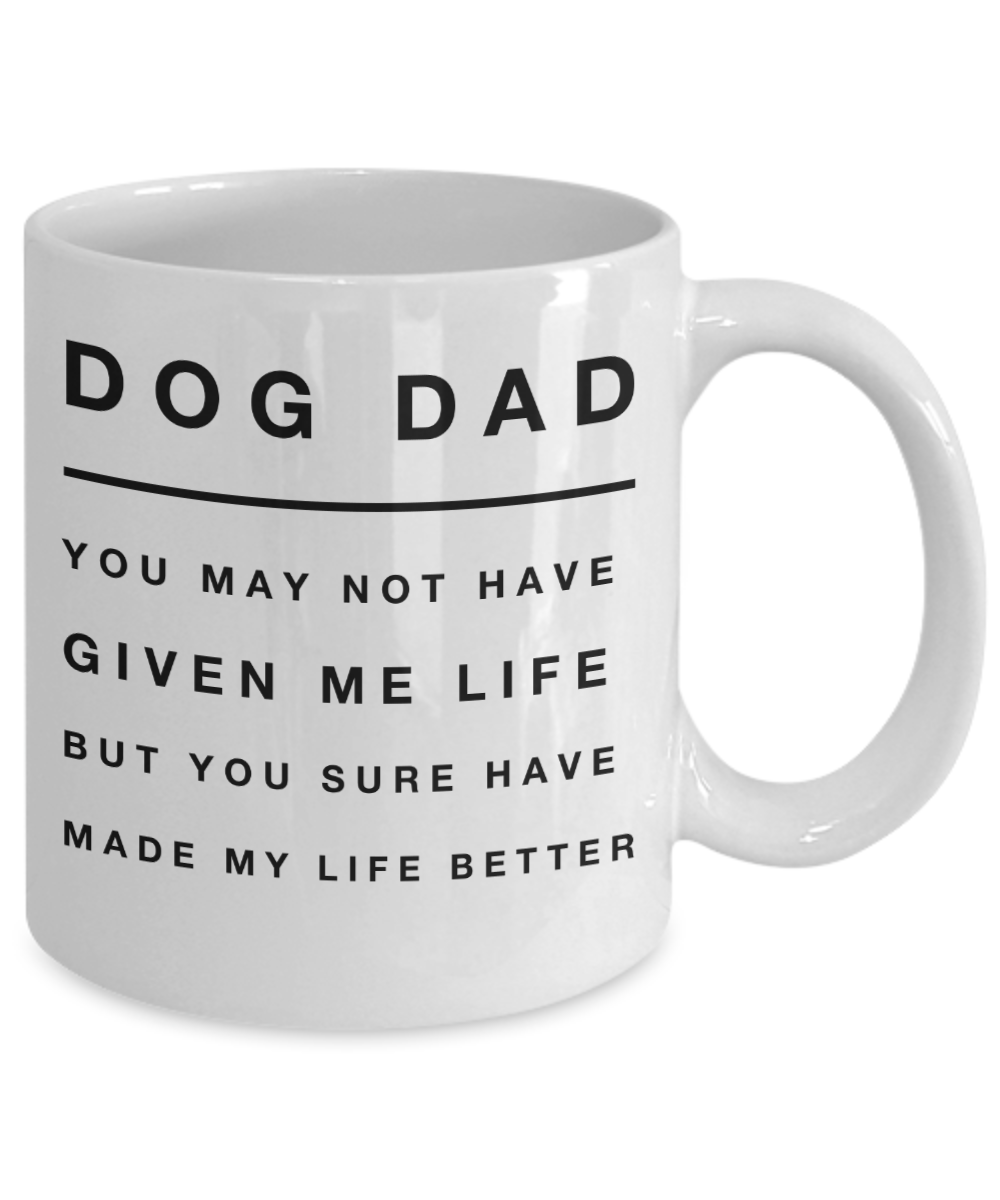 Dog dad, You have made my life better - Funny Black Porcelain Coffee Mug Cute Ceramic Cup 11 oz