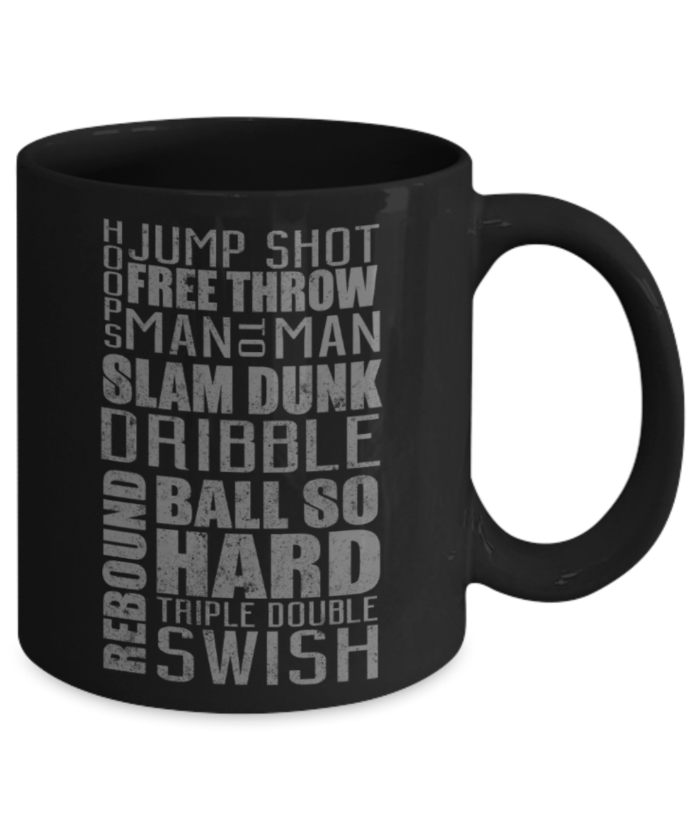 Hoops Jump shot Free throw man to man - Funny Black Porcelain Coffee 11 oz
