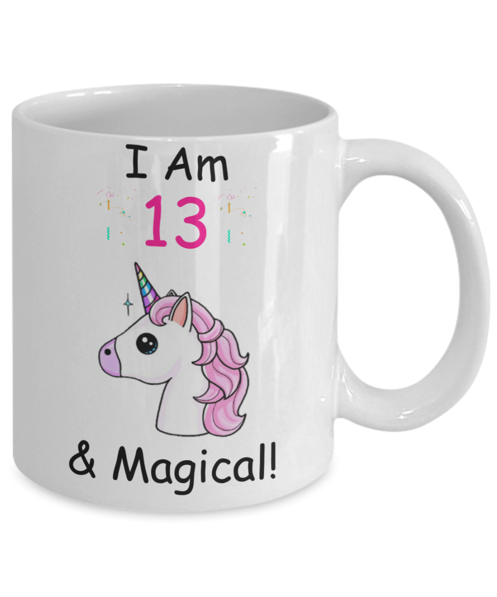 Unicorn Birthday gift 13th Birthday Gift for Women - I Am 13 & Magical Unicorn Mug - Funny White Porcelain Coffee 11 oz for Grandma, Mom, Sister, Best Friend, Women, Her - Born In 2007
