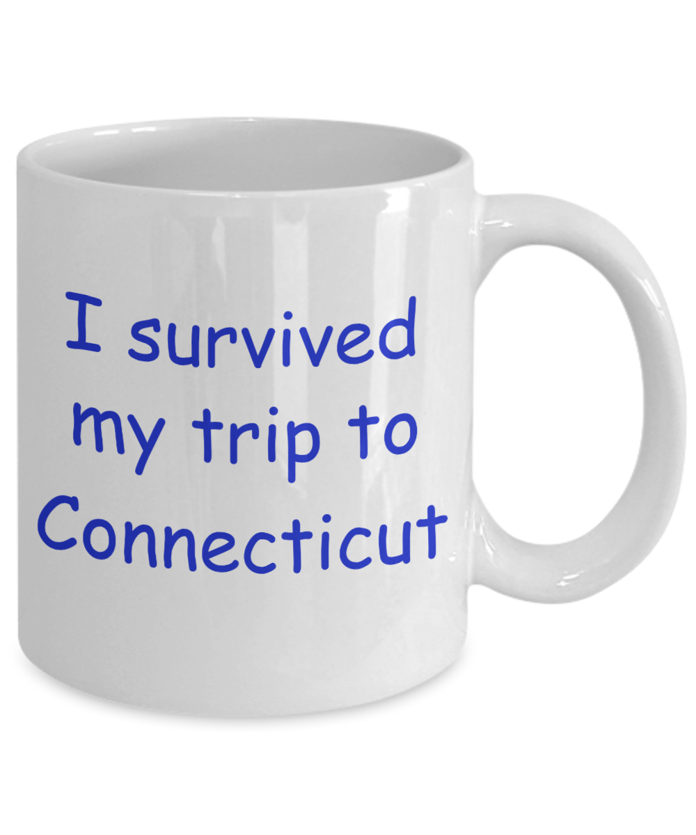 Connecticut coffee mugs souvenirs , I survived my trip to Connecticut - White Coffee Mug Tea Cup 11 oz Gift