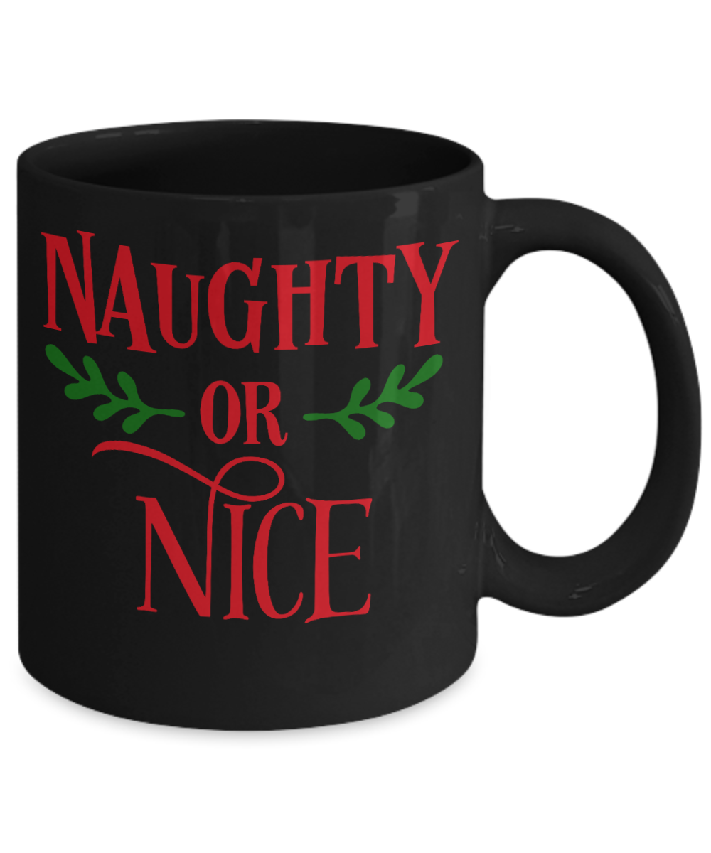 Knightmare before christmas mug - Naughty or Nice - Funny Christmas Gifts Mugs, Christmas Gifts for family Ceramic Cup Black, Funny Mugs Gift Ideas 11 Oz