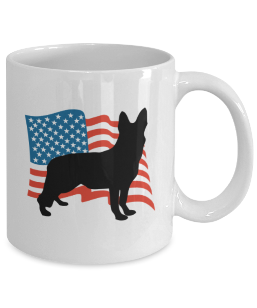Gift gor dog lovers , USA German Shepherd - White Coffee Mug Porcelain Tea Cup 11 oz - Great Gift