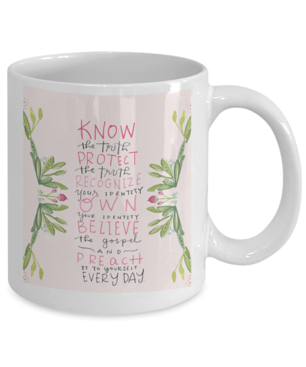 Bible verse mugs for women , Know the truth - White Coffee Mug Porcelain Tea Cup 11 oz - Great Gift