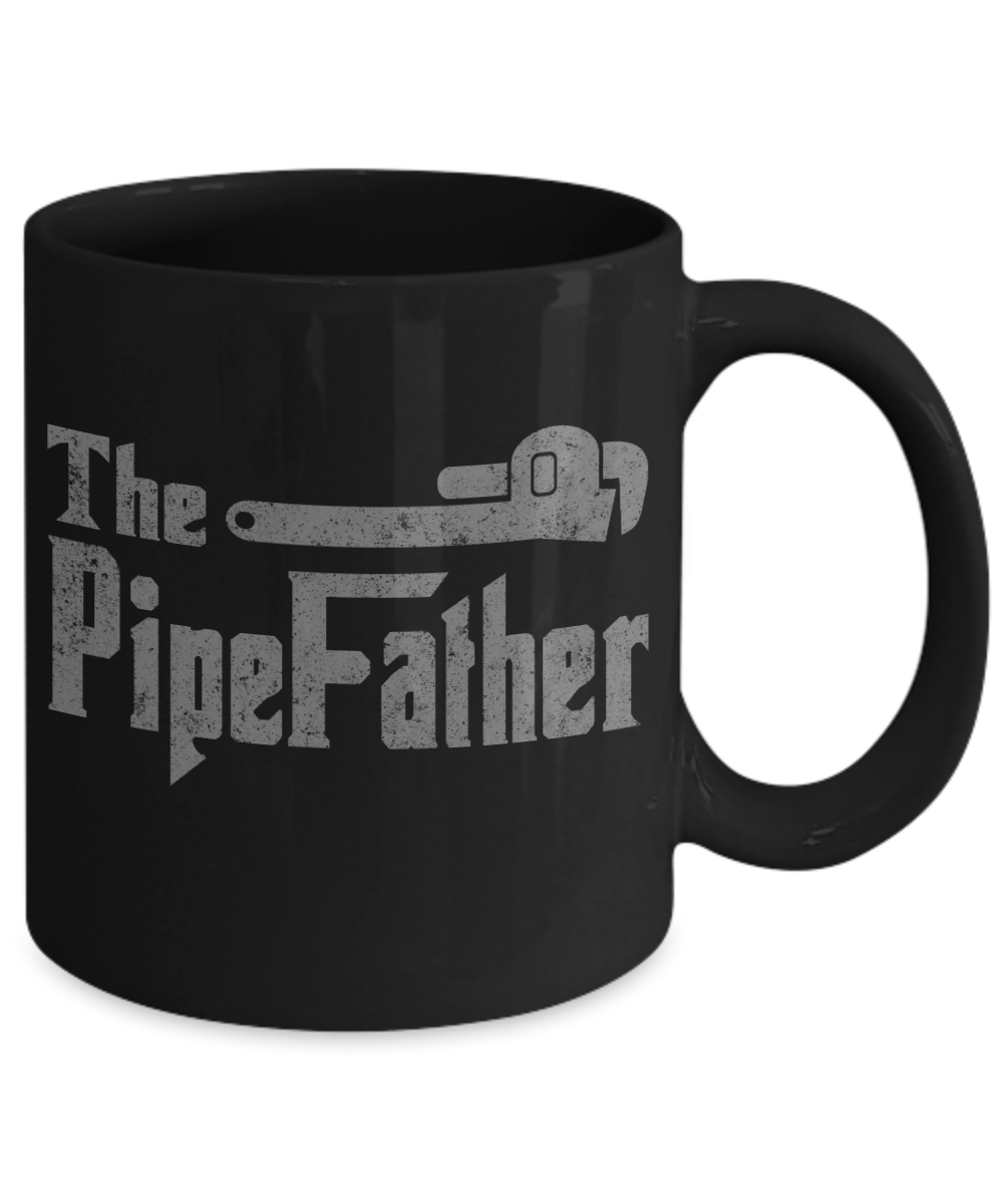 Plumber Coffee mug, The Pipe Father-Black Porcelain Coffee Mug 11 oz For plumber, Father, mom,son