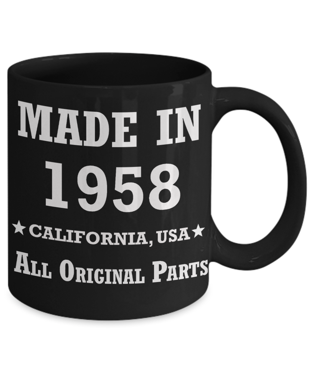 61sr birthday gifts for Men/Women - Made in 1958 All Original Parts California - Best 61sr Birthday Gifts for family Ceramic Cup Black, Funny Mugs Gift Ideas 11 Oz