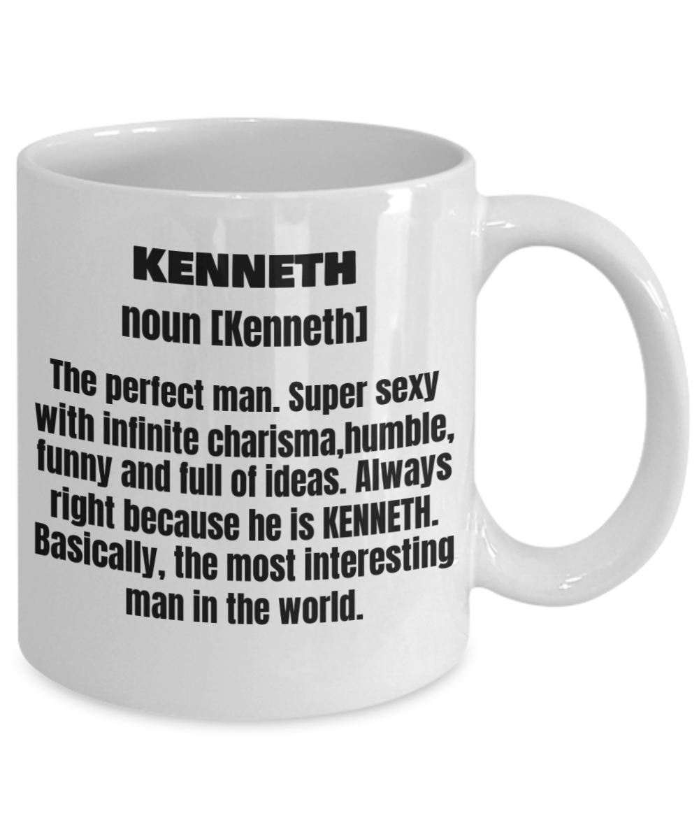 Kenneth First Name Adult Definition - Funny White Porcelain Coffee Mug Cute Ceramic Cup 11 oz