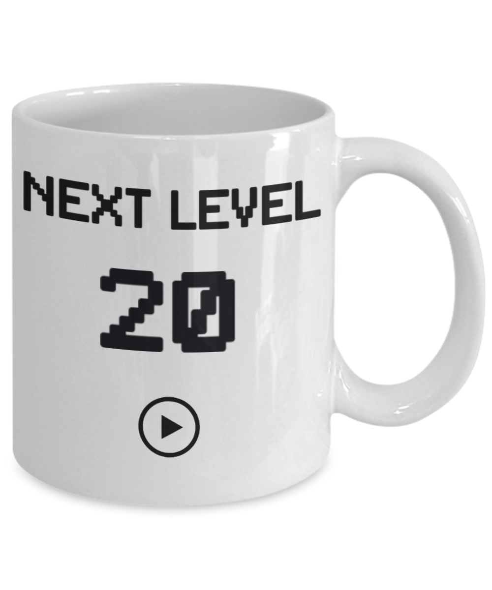 20th Birthday Special Gift Coffee Mug, Next Level 20, Gamer Coffee Mug, Birthday Mug- White Porcelain Coffee Mug 11 Oz Funny Quotes Coffee Mug