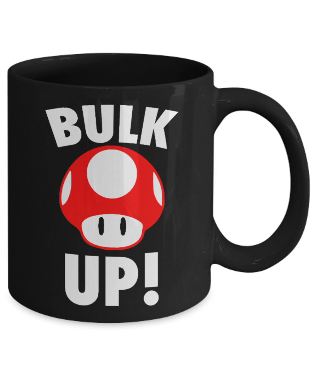 Fitness Lovers mugs , Bulk Up - Black Coffee Mug Porcelain Tea Cup 11 oz - Great Gift