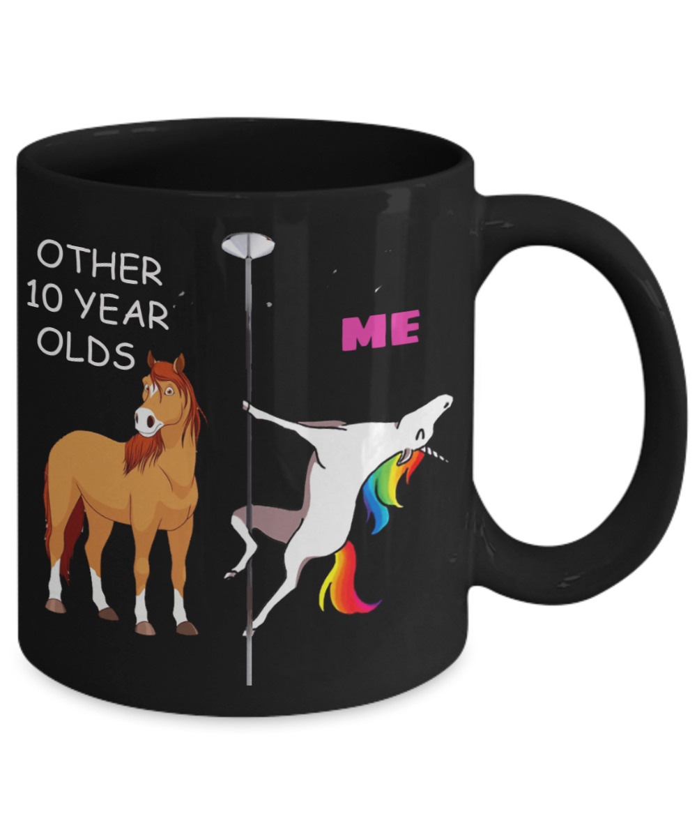 10th Birthday Gift for Women - Other 10 Year Olds Me Unicorn Coffee Mug - Black Porcelain Coffee 11 oz for Grandma, Mom, Sister, Best Friend,   Women, Her - Born In 2010