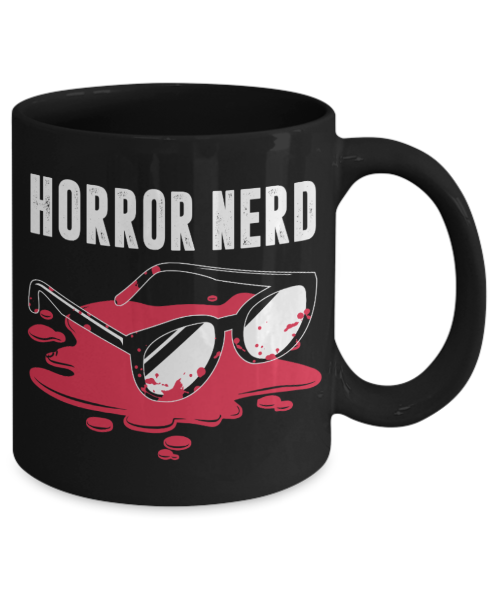 Horror Nerd - Black Coffee Mug Porcelain Tea Cup 11 oz - Great Gift