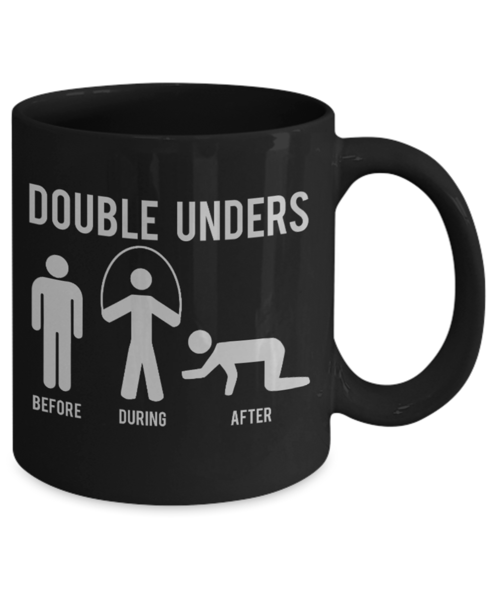 Fitness Lovers mugs , Double Unders - Black Coffee Mug Porcelain Tea Cup 11 oz - Great Gift