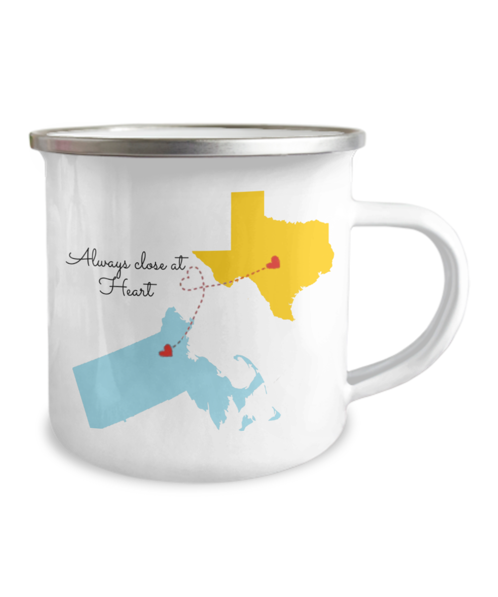 Goodbye Gift for Friend Long Distance Camper Mug, Long Distance Gift, Custom Two States Best Friend Mug 12oz Camper Mug