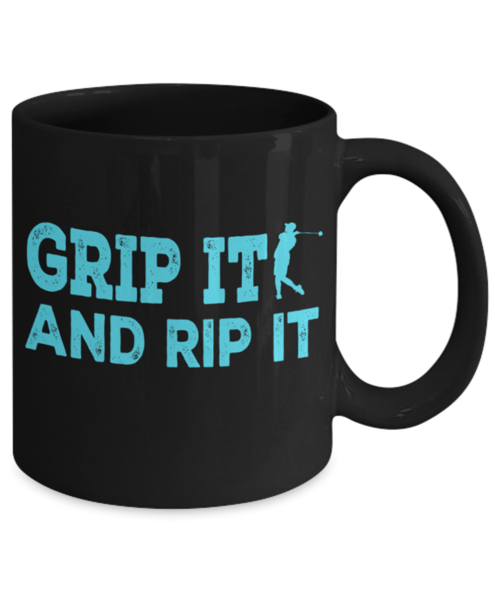 Golf lovers mugs, Grip it and Rip it - Funny Black Porcelain Coffee 11 oz