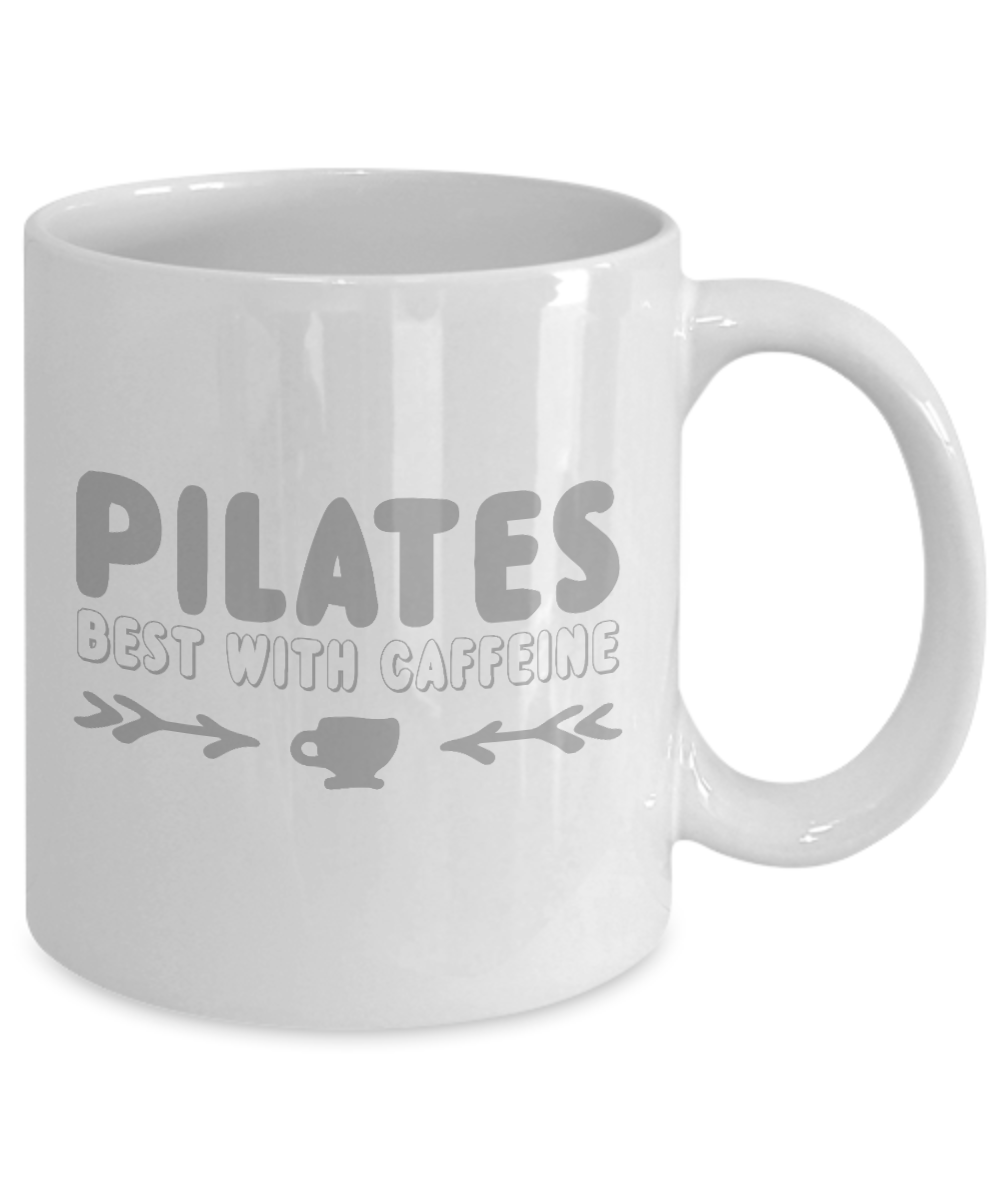Fitness Freak Coffee Mug, Pilates Best With Caffeine -White Porcelain Coffee Mug 11 oz For Daughter,Teen,fitness, trainer, instructor