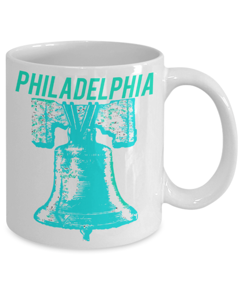 Philadelphia Lovers Mugs , Philadelphia Bells - White Coffee Mug Porcelain Tea Cup 11 oz - Great Gift