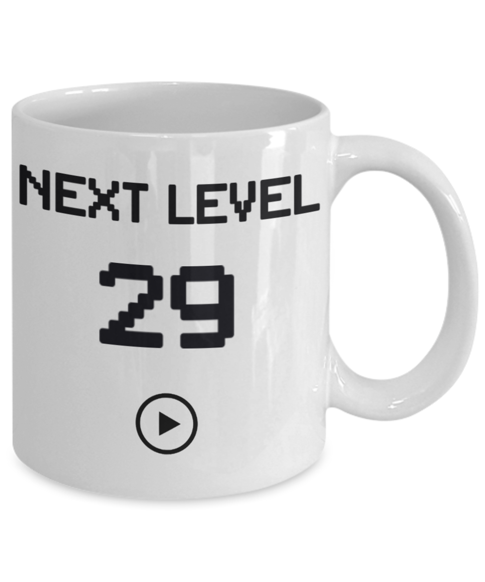 29th Birthday Special Gift Coffee Mug, Next Level 29, Gamer Coffee Mug, Birthday Mug- White Porcelain Coffee Mug 11 Oz Funny Quotes Coffee Mug
