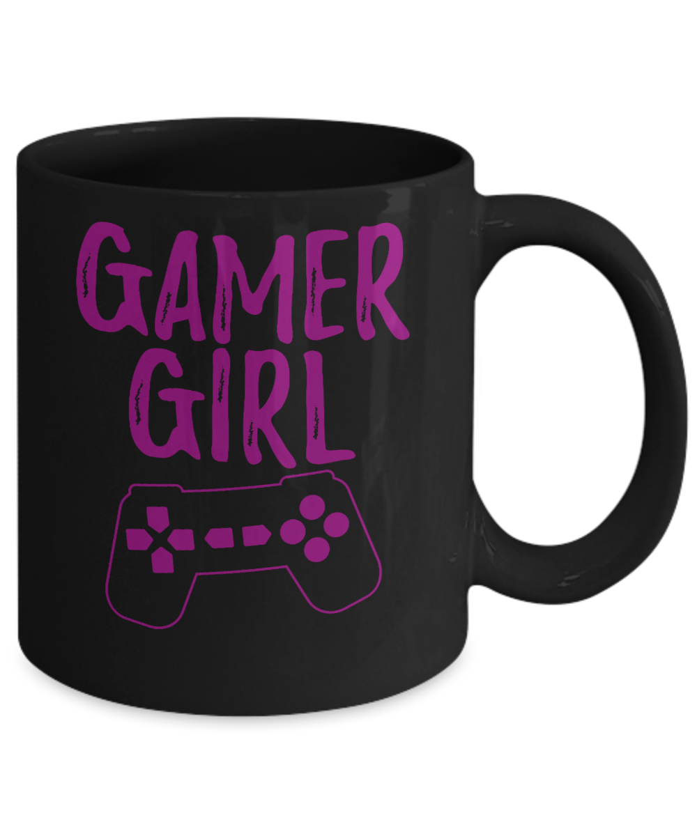 Gamer Coffee Mug, Gamer Girl-Black Porcelain Coffee Mug 11 oz for Gamer, son, Daughter, boyfriend,girlfriend