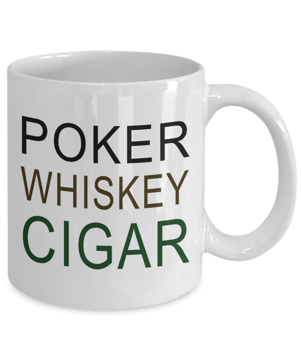 I Smoke Cigar Coffee mug, Poker Whiskey Cigar-White Porcelain Coffee Mug 11 oz for Husband, Dad, Boyfriend